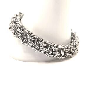 Hand Crafted Chainmaille Byzantine Weave Stainless Bracelet Unisex 8" Ren Fest